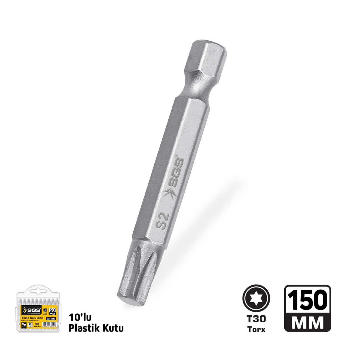 TORX UÇLU BİTS S2 T30 150mm Sand-Pro Series